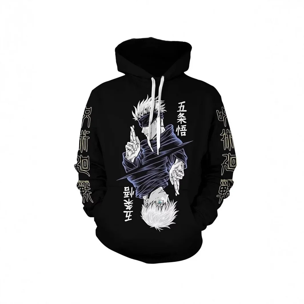 

Anime Jujutsu Kaisen Hooded Sweatshirt 3D Printed Gojo Itadori Cosplay Costume Casual Streetwear Kids Adult Men Large Size