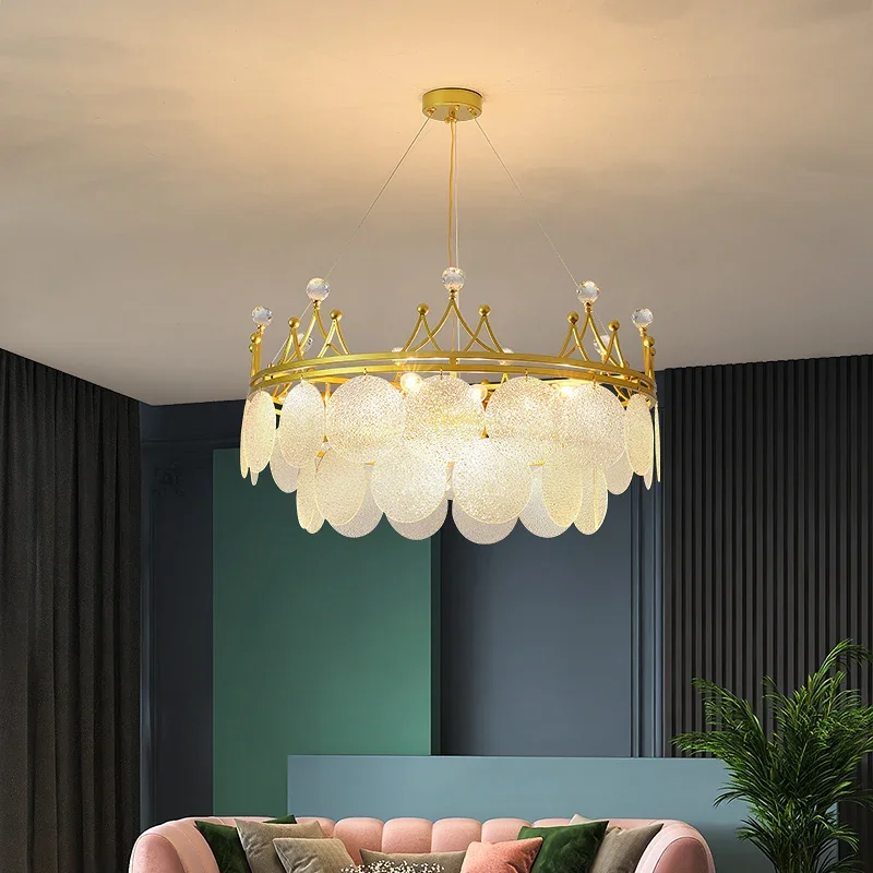 Modern Iuxury Chandelier Crystal Golden Crown Chandelier for Living Room Dining Room Bedroom Villa Lamp  for Princess Girl room