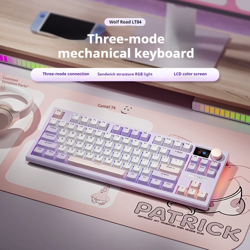 

변t84 Wireless Bluetooth Keyboard Wired Backlight Rgb Customized Electronic Game Hot Swapable Високоякісна механічна клавіатура