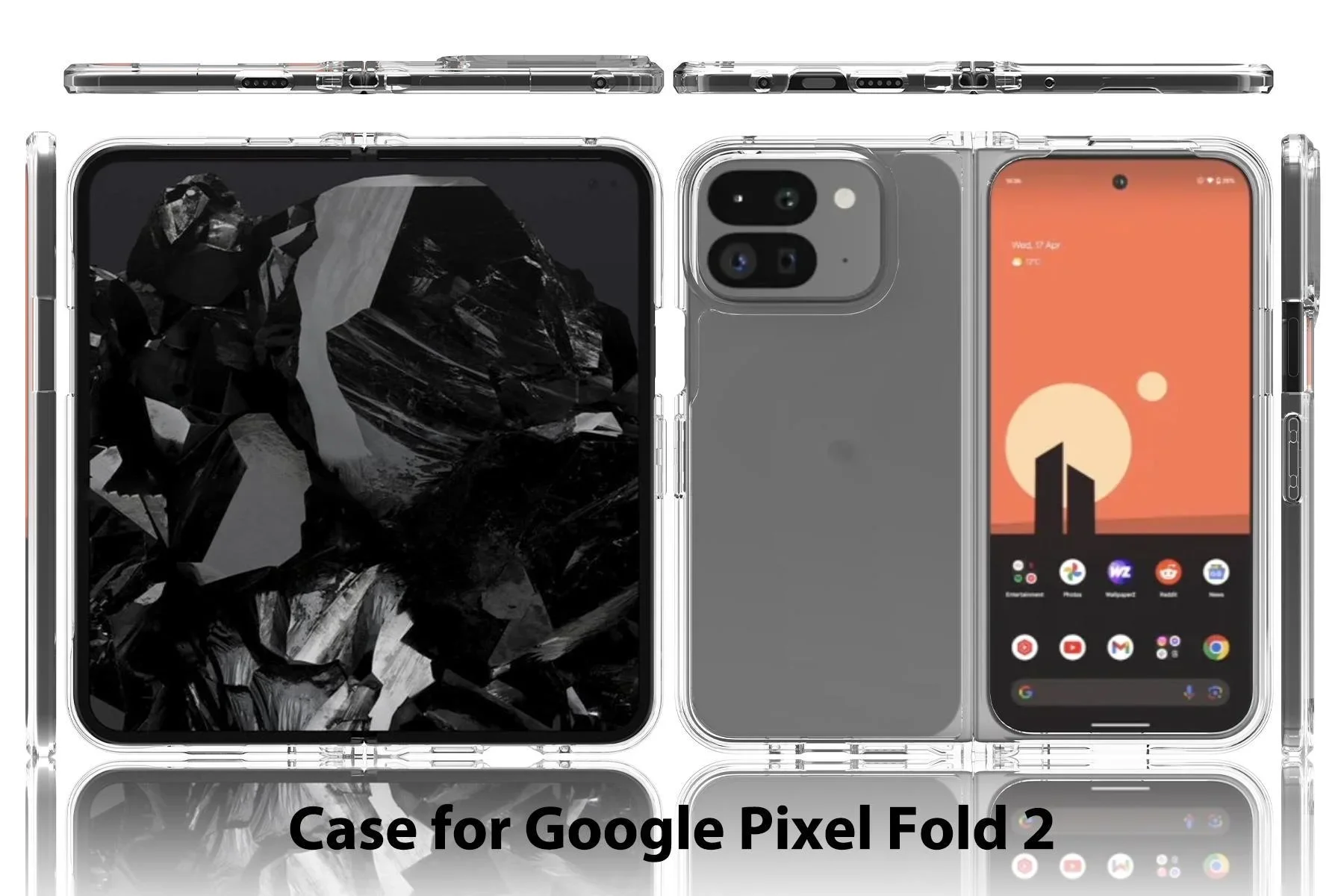 Luxur Transparent siamese flip fold case For Google Pixel 9 Pro Fold / Fold 2 phone Case Hard Plastic Shokcproof back cover