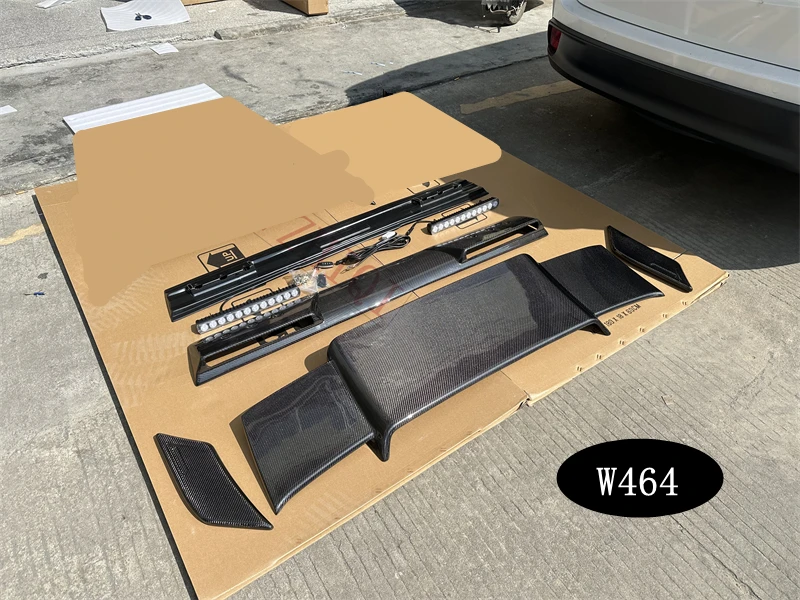 Real Carbon Fiber Front Roof Rear Trunk Top Spoiler For Mercedes Benz G Class W463 W464 With Lamp Wing Splitter Refits