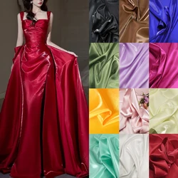 Red green Ivory white Water light satin Fabric for Upholstery Clothing Dresses Sewing Plain High-grade Shiny Designer Cloth