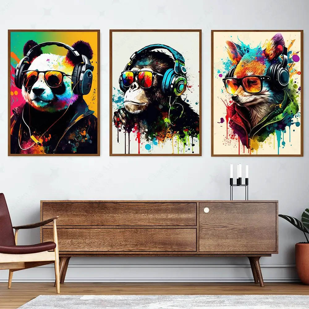 

Funny Monkey Panda Dog Player Picture For Gaming Room Canvas Painting Gamer Print Graffiti Wall Art Home Decor Aesthetics Poster