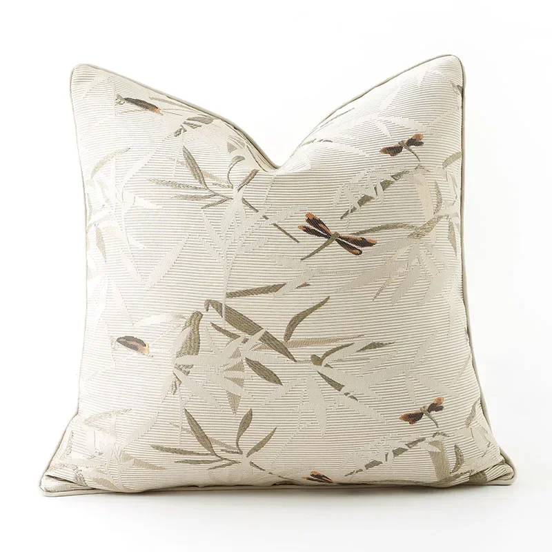 High End Chinese Jacquard Cushion Cover Dragonfly Jacquard Square Pillowcase Light Luxury Home Sofa Pillow Covers Decorative