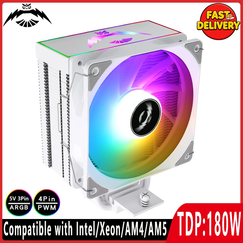 

Upgraded Version Cpu AM4 AM5 Cooler RGB 120mm Fan 4 Heat Pipe x79 x99 Processor Compatible LGA115x 1200 1700 18xx 1366 2011 2066