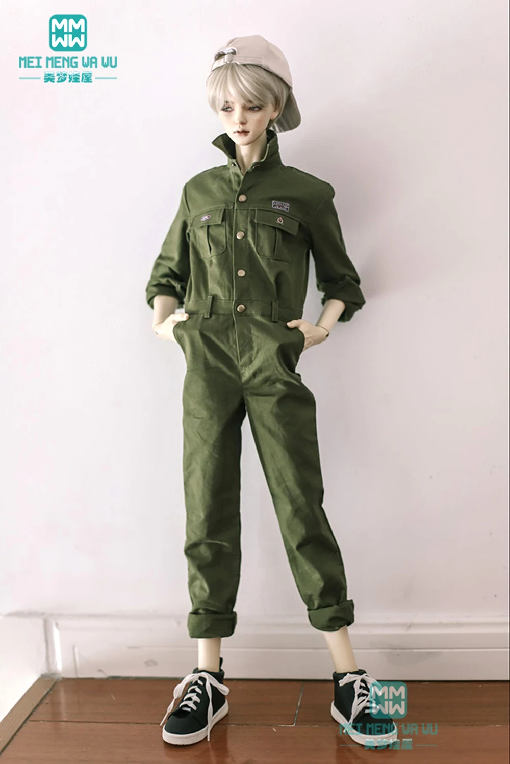Fits 60cm BJD doll clothes Girl Boys 1/3 BJD Fashionable and handsome one-piece tooling uniform