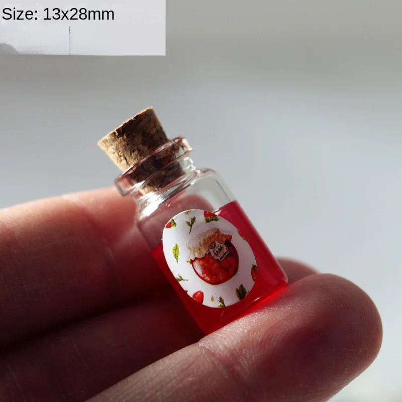 1:12 Mini Honey Milk Strawberry Jam With Spoon Set Resin Fruit Dollhouse Miniature For Doll House Home Decoration Food Toys Kids