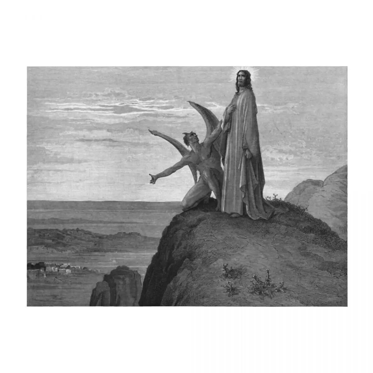 

High Res Gustave Doré The Temptation of Christ 1866 Throw Blanket Flannels manga Decorative Throw Cute Blankets
