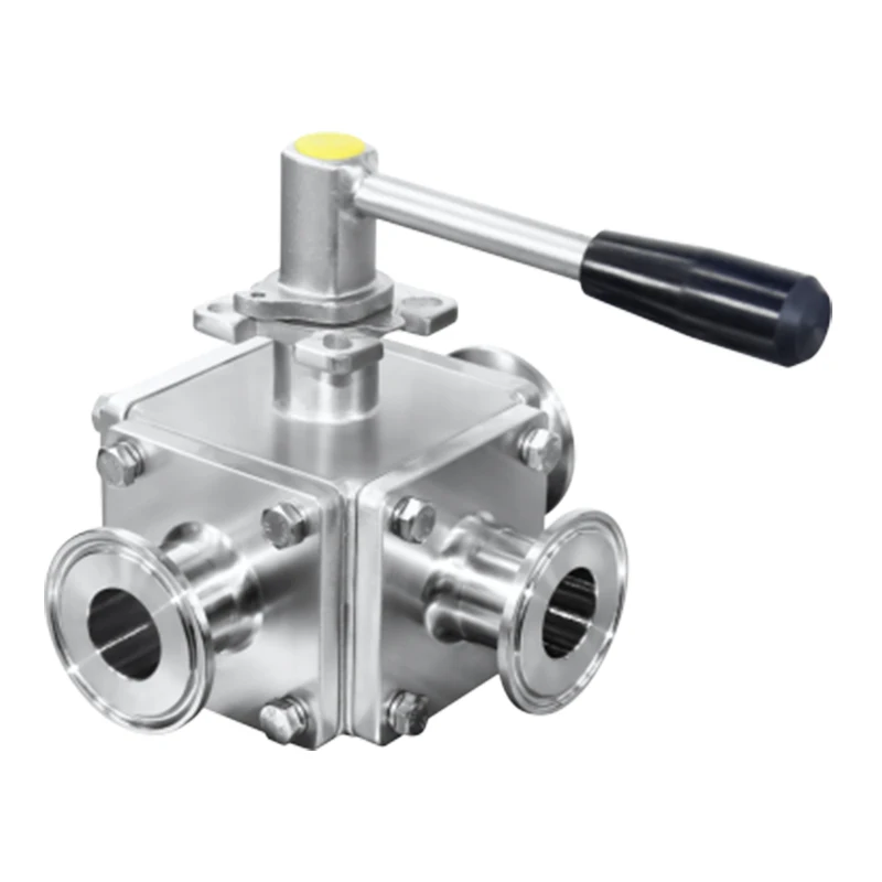 DONJOY Sanitary Non-retention Three-way Ball Valve Stainless Steel 304 316L Manual/ Pneumatic Transportation Equipment