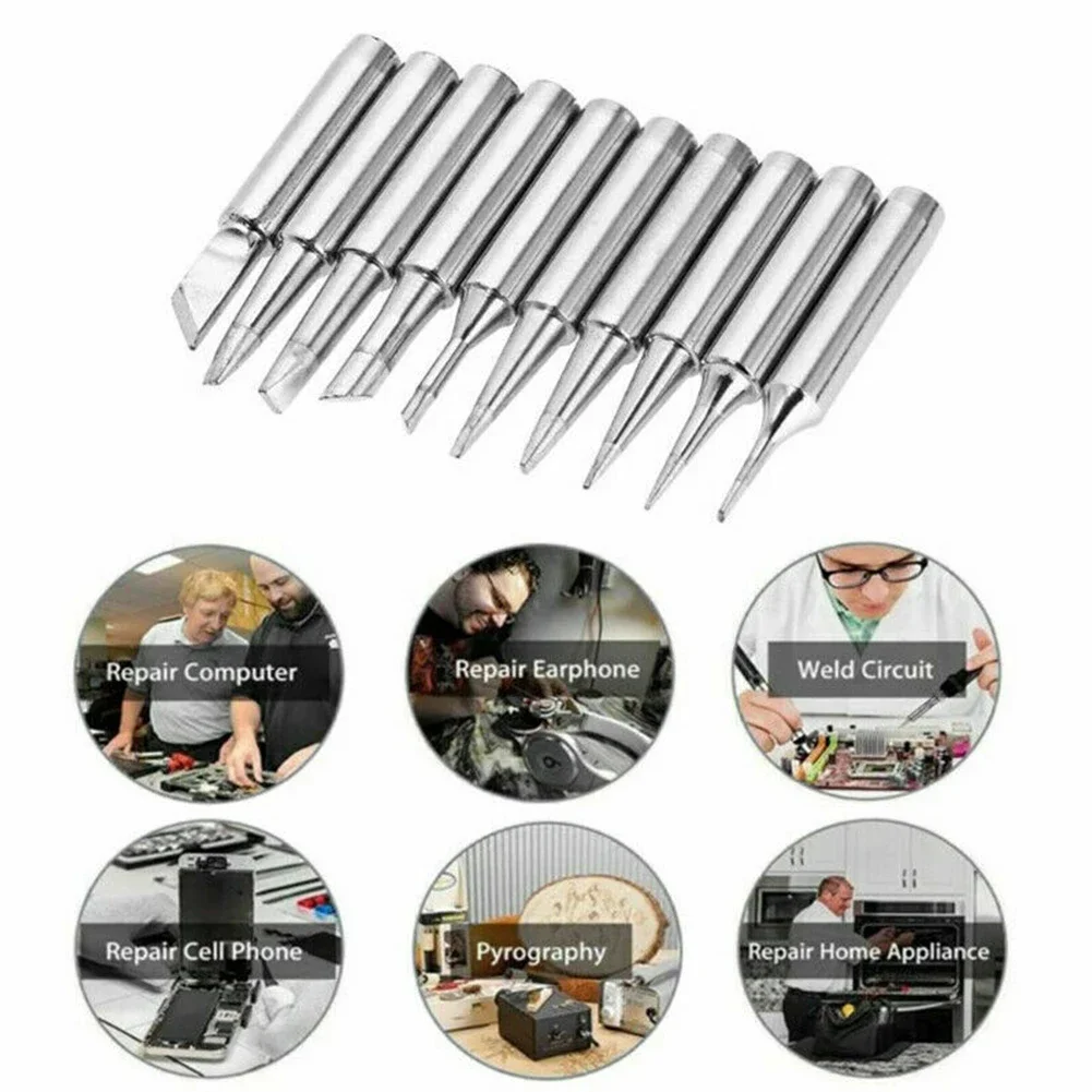 High Quality Practical Useful Brand New Soldering Iron Tip 900M-T 878D 10pcs 200°～480° 852D 900M 900M-T Series