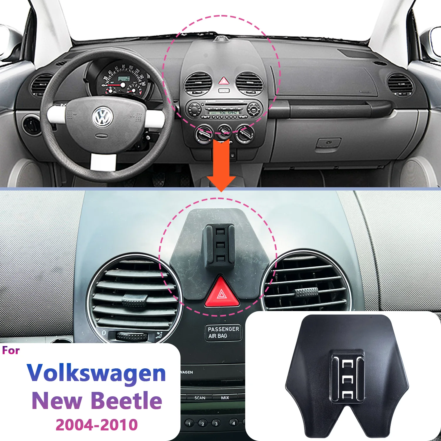 Per Volkswagen New Beetle 2004-2009 2010 Supporto per telefono per auto Supporto per telefono di ricarica wireless Accessori speciali per supporto base fissa