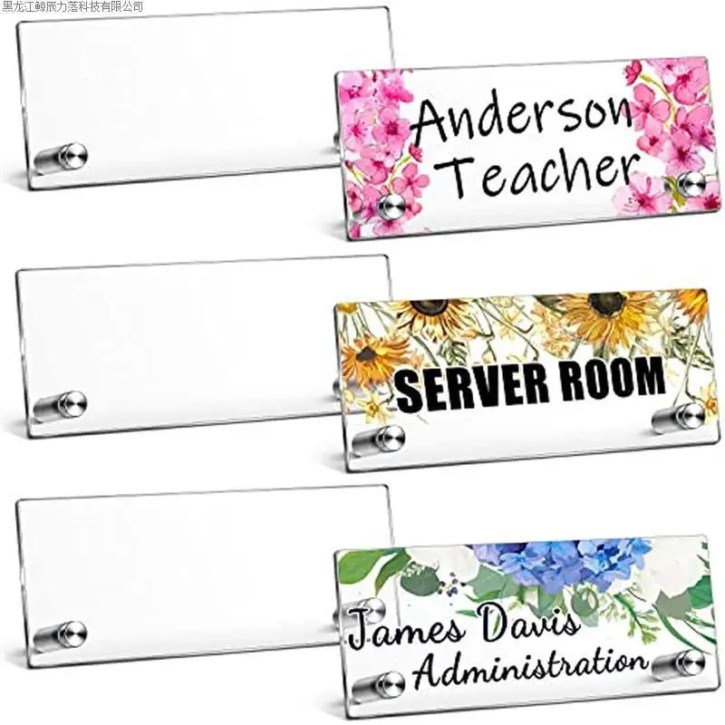 

2Pcs Modern Office Nameplate Holder Clear Visibility Versatile Use Business Card Display Stand Professional Desk Sign Rack Plate