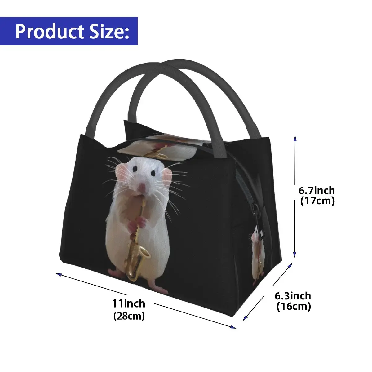 Rat Playing The Saxophone Insulated Lunch Bag for School Bento Storage Food Boxes Leakproof Container Cooler Thermal Lunch Tote