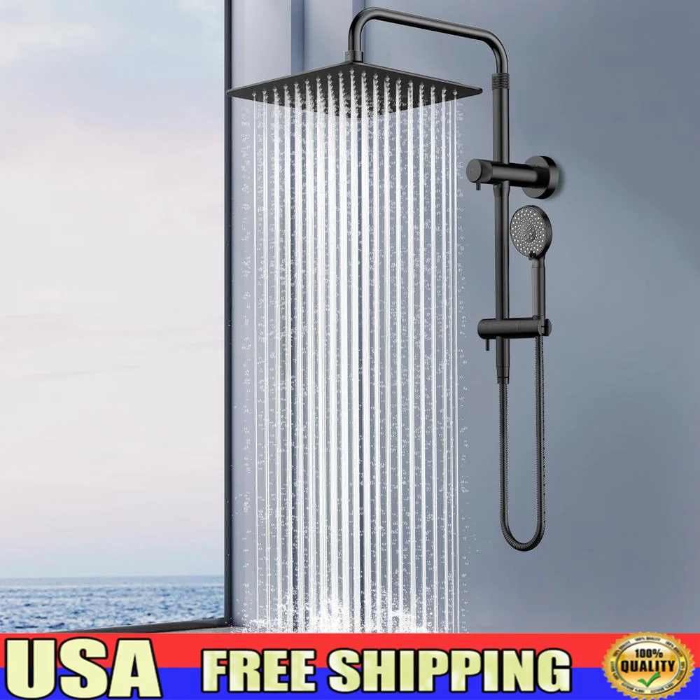 High Pressure Rainfall Shower Head Combo 10 Inch Dual Shower Heads 9 Functions Easy Installation