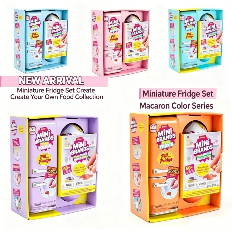 NOVO ZURU Mini Brands Conjunto de Mini Geladeira com Embalagem Original Caixa Surpresa Porta de Geladeira Abrível Figura de Anime Caixa Misteriosa Brinquedos Modelo