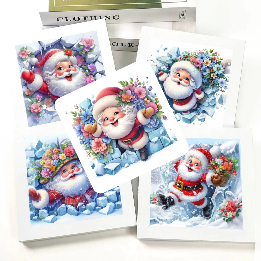 Cute Cartoon Santa Claus Diamond Painting Throughing Ice Caves DIY 5D Mosaic Kits Embroidery Cross Stitch Christmas Gift Decor