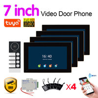 Tuya 7Inch Touch Monitor Video Wifi Intercom Smart Home video 2 / 3 / 4 Family Apartment doorbell System 1080P Wide angle Camera