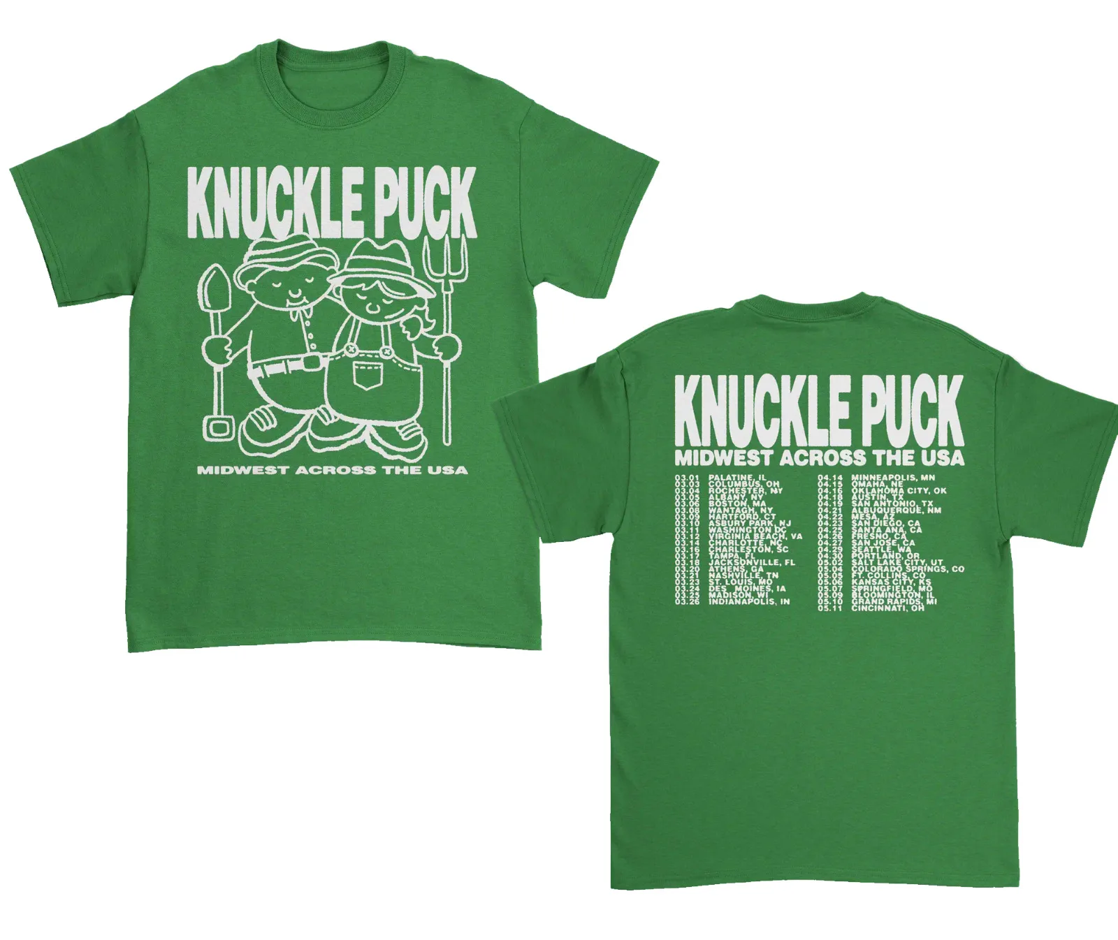 2 SIDES Knuckle Puck Midwest Across The USA Shirt Green Unisex S-5XL HB372