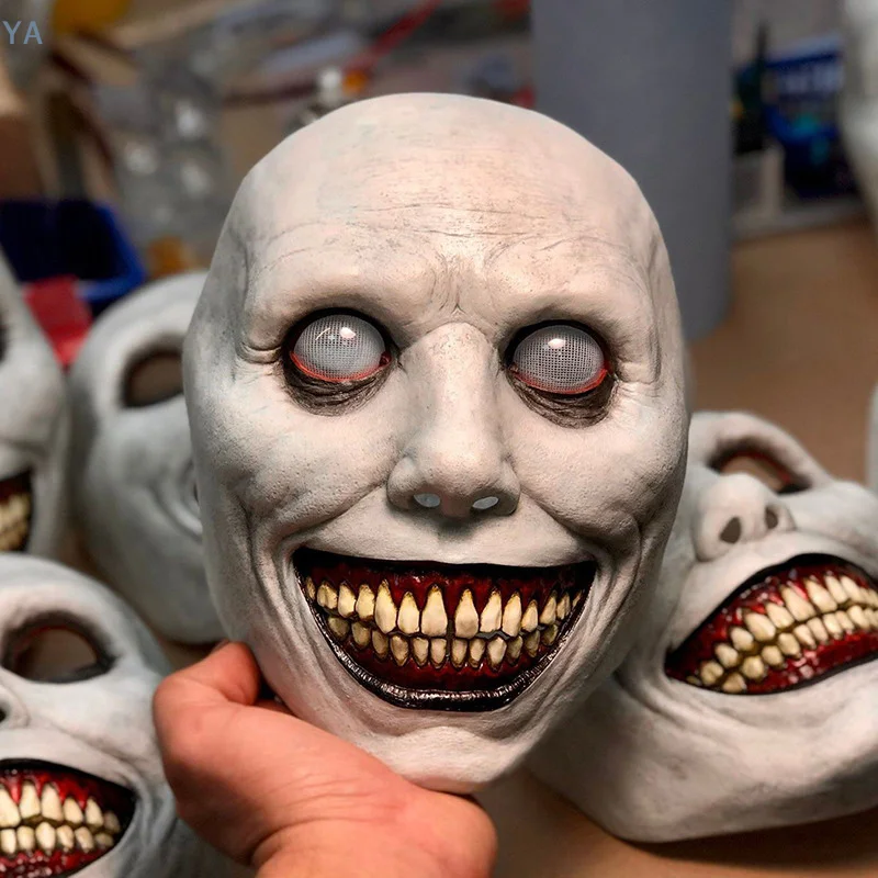 【SA】Horror The Exorcist Smiling Face Demon Mask Cosplay  Creepy Ghost Skull Plastic Masks Halloween Carnival Party Costume Prop