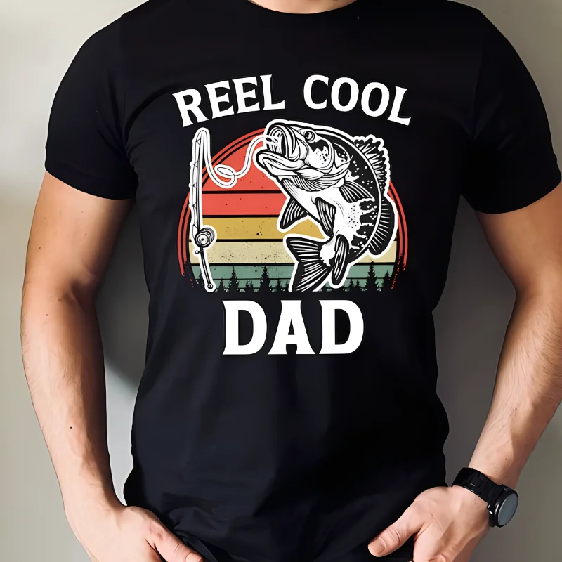 Reel Cool Dad Fishing Shirt Fathers Day Fishing Gift Personalized Retro Fish Shirt Fishing Dad T-shirt street fashion tee tops