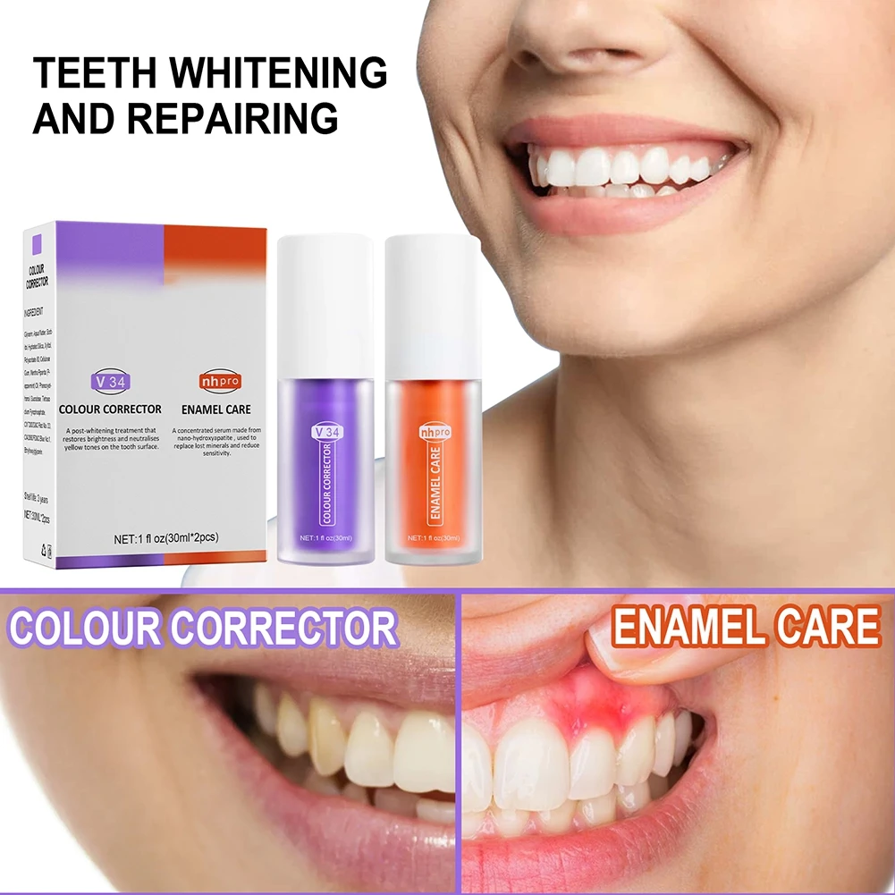 V34 Teeth Whitening Toothpaste Oral Cleaning Colour Corrector Repair Fresh Breath Herbal Remove Stain Beauty Health Maquiagem