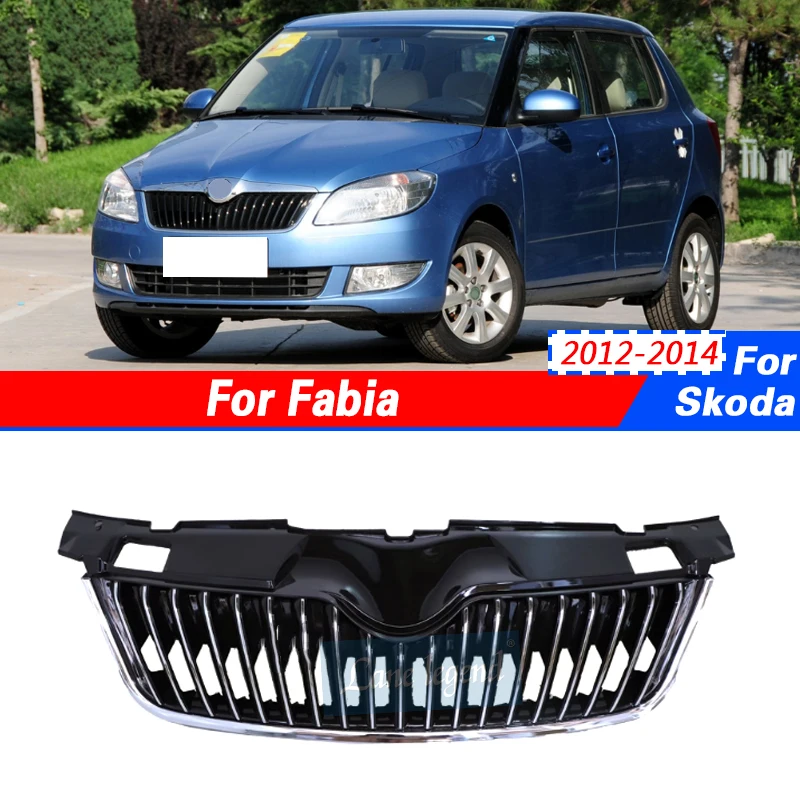 

for Skoda Fabia 2012 2013 2014 Front Centre Grill Grille Cover Trim ABS Racing Grills Front Bumper Grilles Mesh Cover