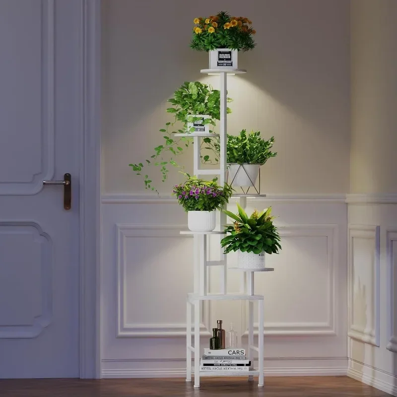 Indoor Plant Stand With Growth Lamp, 6 Floors, Indoor, Metal Plant Stand With Adjustable Light, Living Room