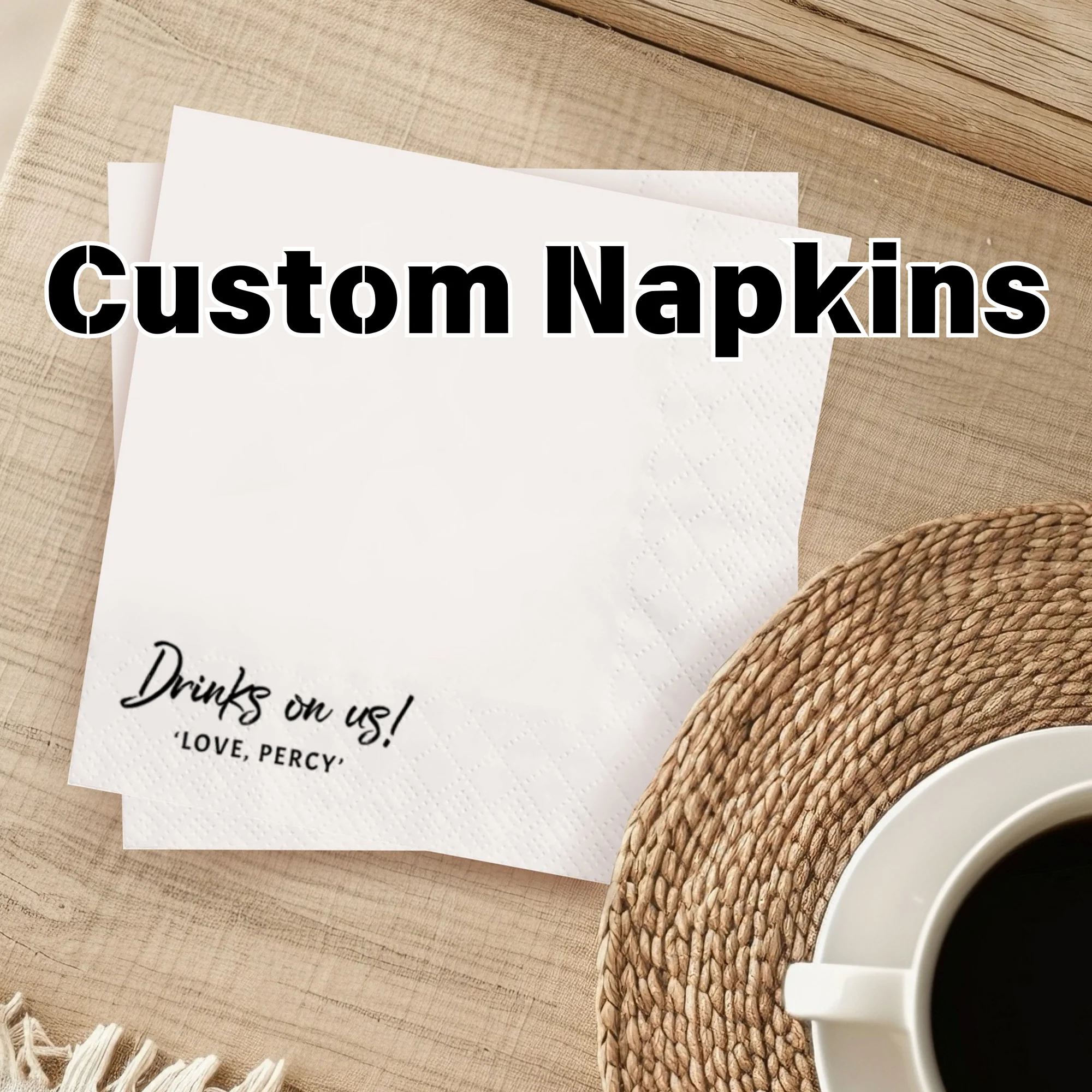 Personalisierte Hochzeits-Papierservietten, 50–500 Stück, individuelle Monogramm-bedruckte Servietten für Hochzeit, Cocktailparty, Jahrestag, Dekoration
