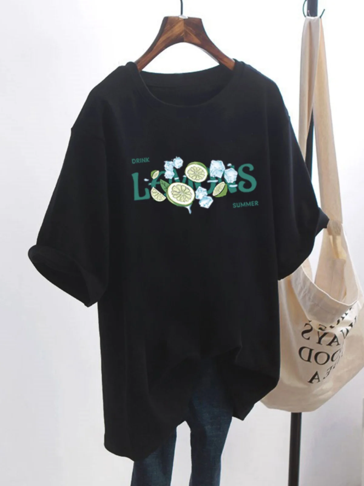 Women's Short Sleeved T-shirt O-neck Floral Print Half Sleeved Loose Top Summer Avocado Green Design Fashion Versatile T-shirt