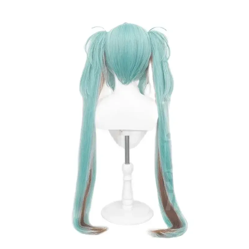 qq 123Anime Miku Cos 100 см конский хвост двухцветные термостойкие синтетические волосы Хэллоуин вечерние парики для косплея шапка для парика