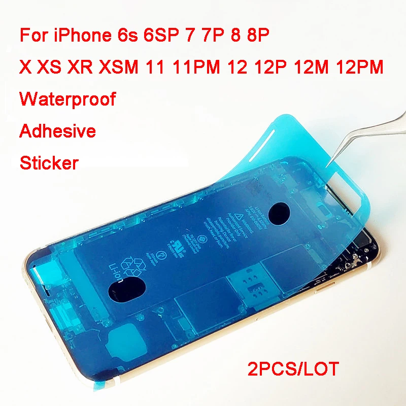 YuXi 2pcs Adhesive Waterproof Sticker For iPhone 12 11 Pro X XR XS Max 8 7 6 6S Plus LCD Screen Tape Adhesive Glue Repair Part