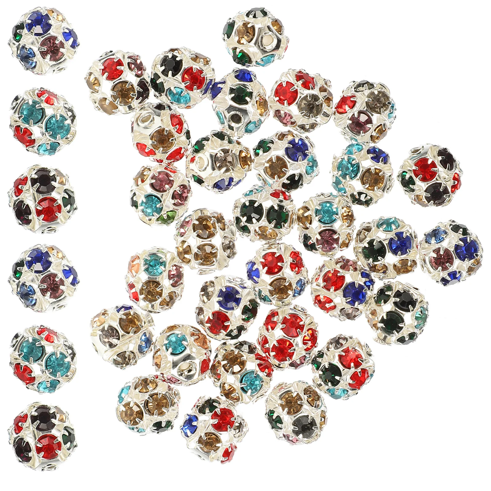 90Pcs Rhinestone Diamond Beads Spacer Loose Beads Jewelry Making DIY Supplies for Bracelets Necklaces Crafts Rhinestone Bead