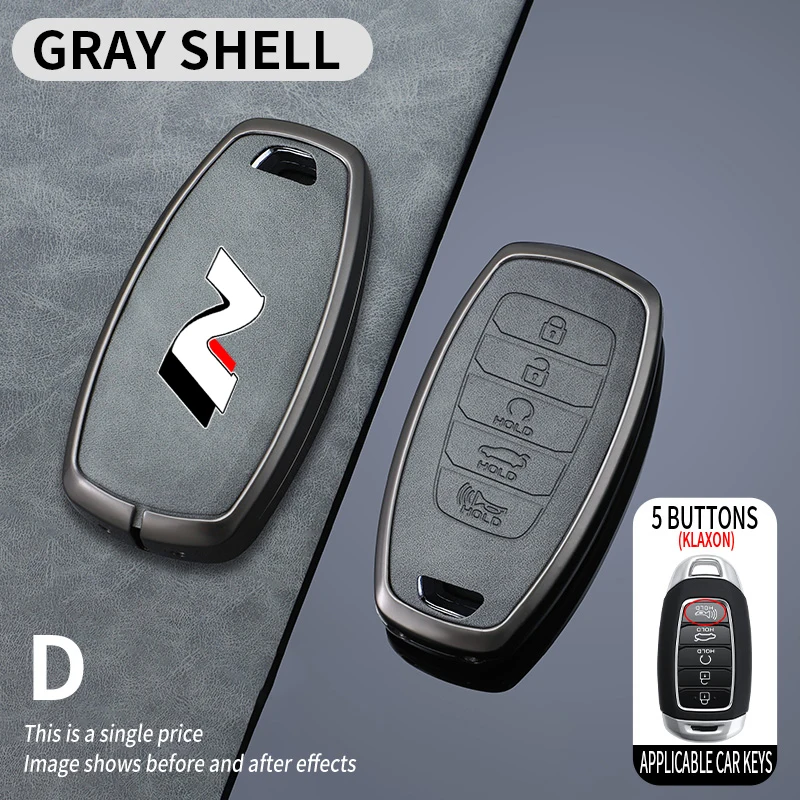 حافظة مفاتيح سيارة جلدية معدنية لسيارة Hyundai N Line I30 Ix35 KONA Encino Solaris Azera Grandeur Accent Santa Fe Palisade Auto Keyring