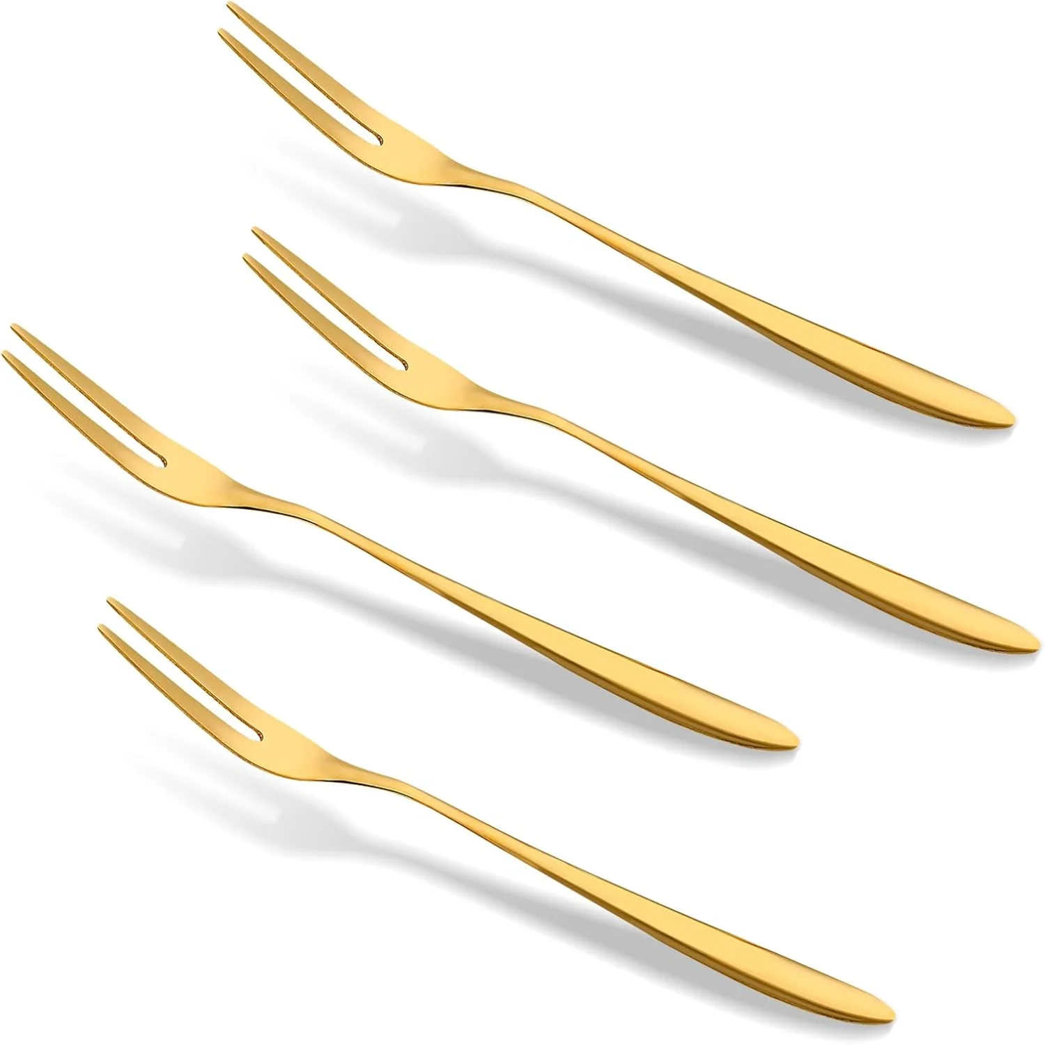 4 Pcs Two Prong Fruit Forks Set,Stainless Steel Cocktail Forks Tasting Appetizer Forks Multi-Purpose Seafood Forks Table Dinner