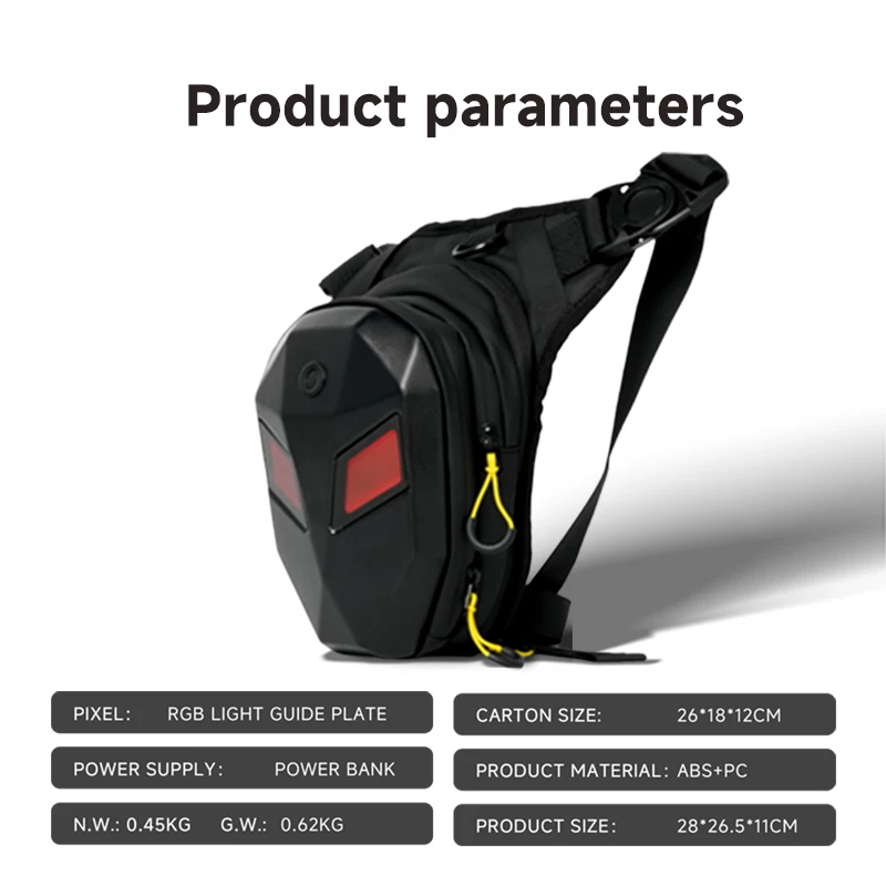Tas Pinggang LED untuk Bersepeda, Tas Kaki Motor, Tas Kaki Motocross Kapasitas Besar, Tas Kaki Cangkang Keras Tahan Air, Tas Sabuk Ksatria Motor