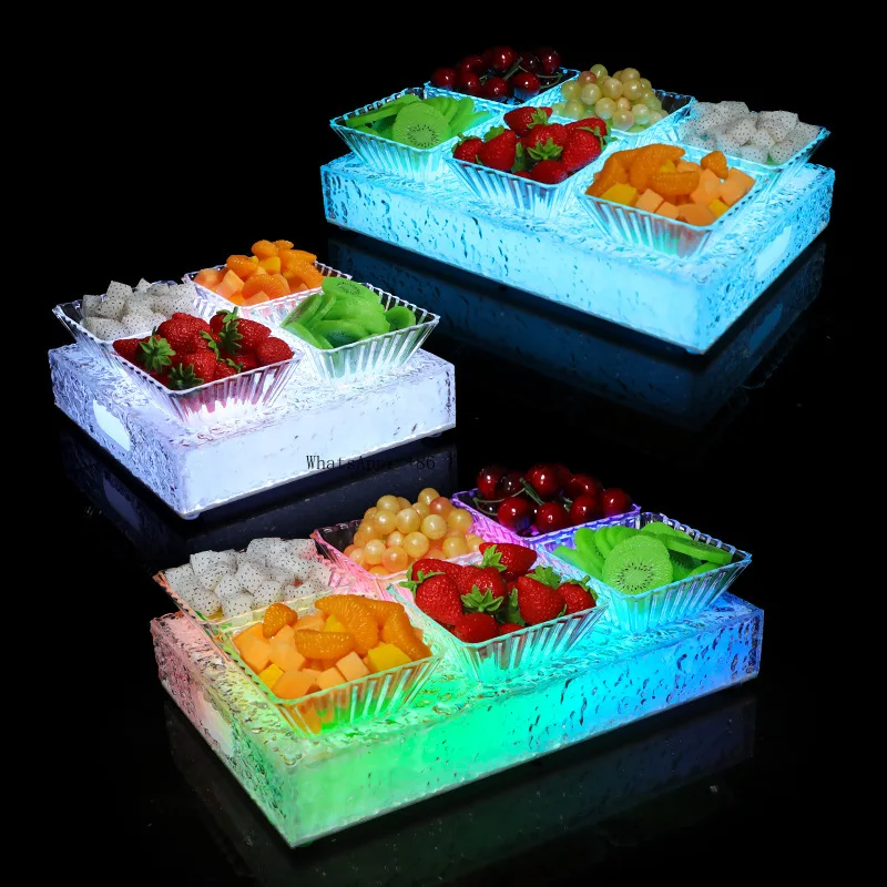 

Acrylic ice pattern bar ktv charging luminous fruit tray rack four or six creative small fresh snack platter