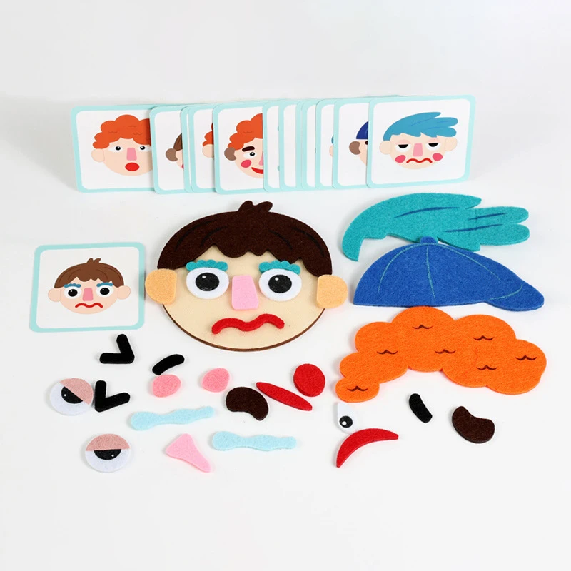 Juego de expresión Facial Montessori para niños, juguetes de cambio emocional con tarjetas de 16 Uds., juguetes educativos de aprendizaje preescolar