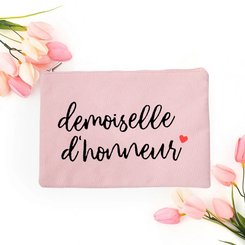 French Print Makeup Bag Bachelorette Party Bridesmaid Cosmetic Bags Travel Toiletries Storage Pouch Wendding Gift for Bridesmaid