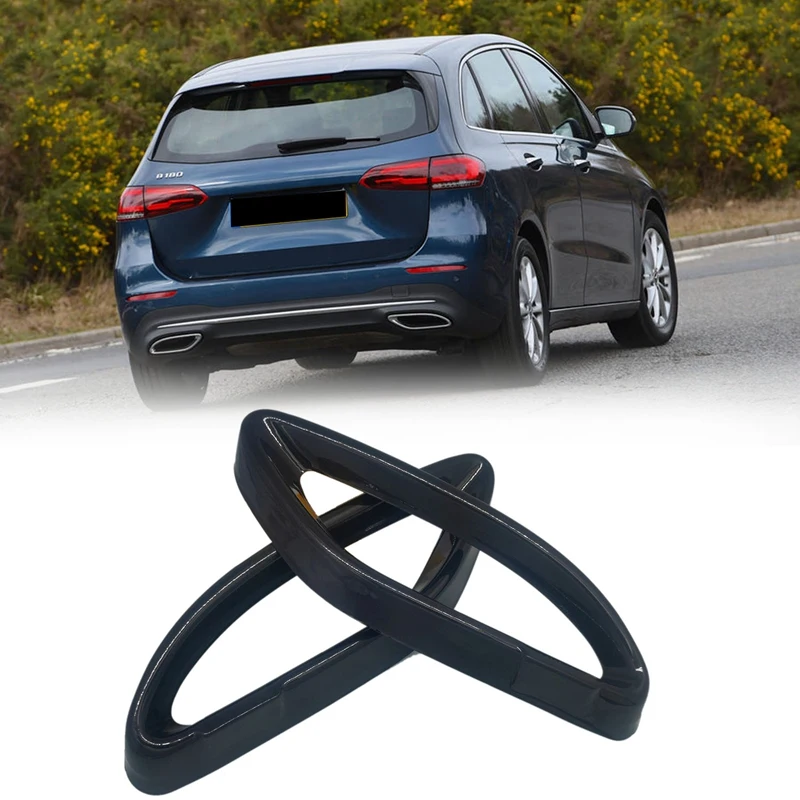 2Pcs Stainless Steel Tail Throat Exhaust Pipe Muffler Tip Cover Trim Black For Mercedes Benz B-Class W246 W213