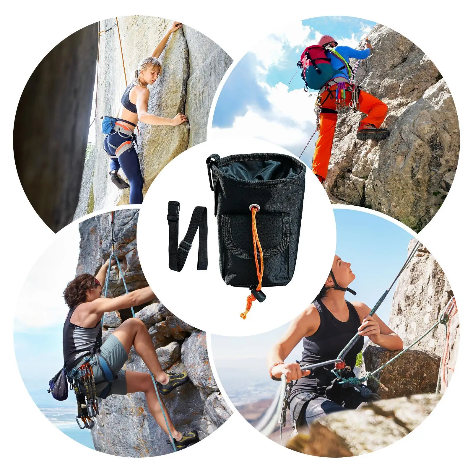Disc Golf Chalk Bag Adjustable Belt Drawstring Pouch Organizer Climbing Chalk Bags For Bouldering Gym Weightlifting Outdoor