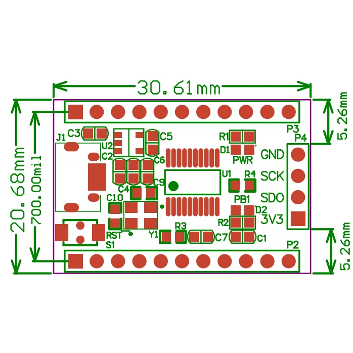 STM32F042 minimum system architecture (M0 STM32F042F6P6 promotion core board development board