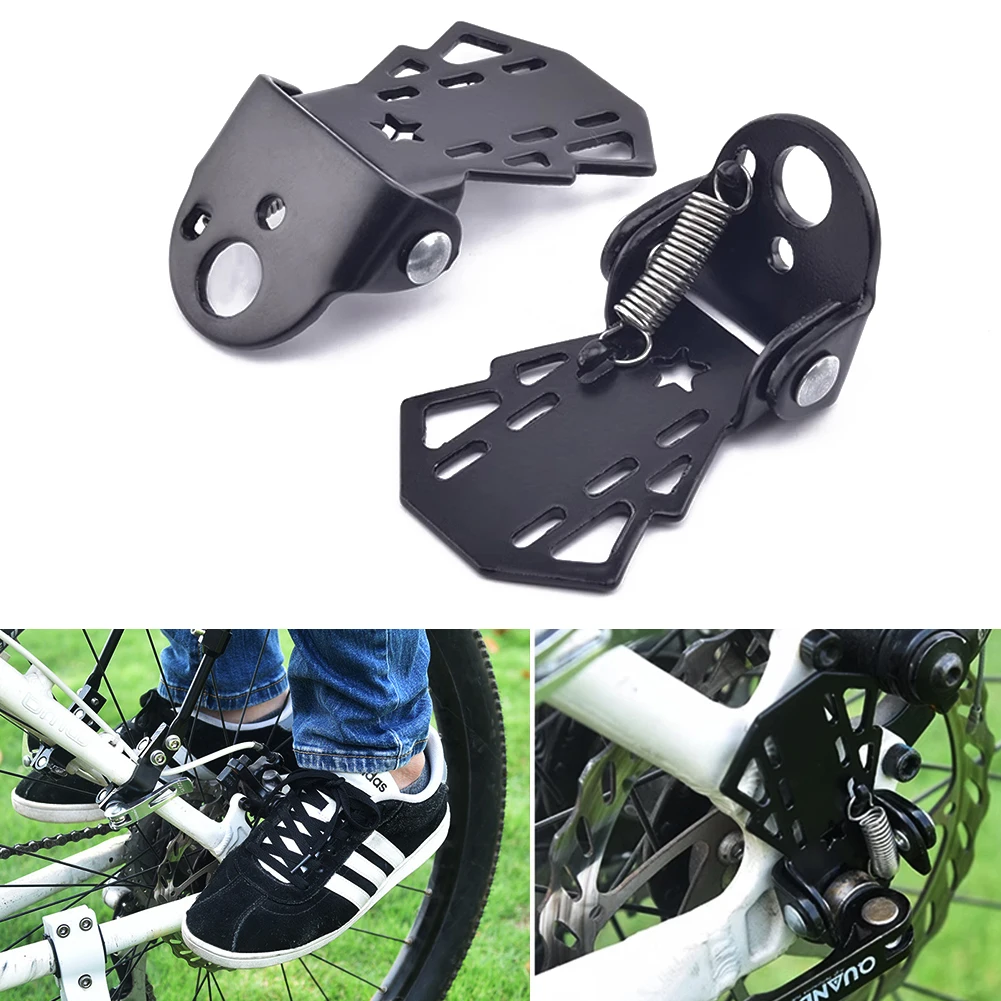 1 Pair Bike Rear Fold Pedal Road Manganese Steel Folding Footrests Cycling Accessories Rear Wheel Manned Bicycle Foot Pedal