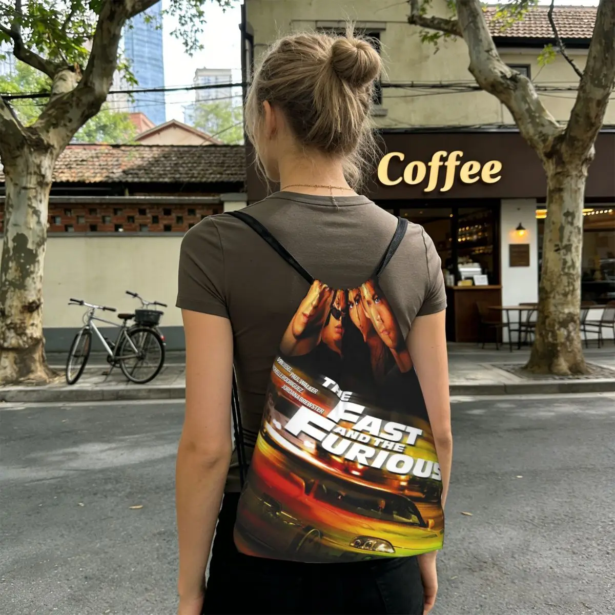 

Fast And Furious Movie Vintage Poster Backpacks Multi-function Drawstring Bundle Pocket Shoes Bag Book Bags for Man Woman School