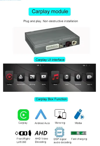 Imagen 2 del producto Caja Carplay inalámbrica Android Auto para Dodge Ram 1500 2500 2014-2017 Radio de navegación reproductor de DVD para coche Mirror Link Airplay