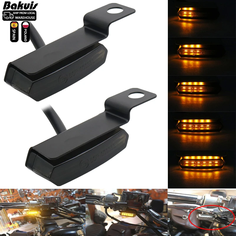مصباح إشارة الانعطاف LED صغير للدراجات النارية مصباح مؤشر وامض للمياه المتدفقة لسيارات BMW Honda Cafe Racer سكوتر ATV Emark