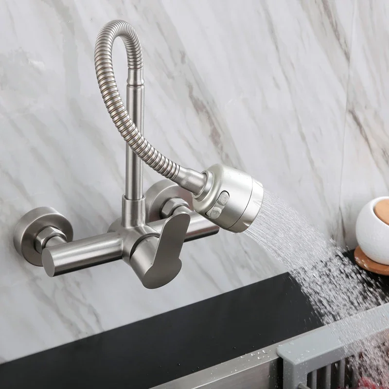 stainless-steel-double-hole-wall-mounted-kitchen-mixer-tap-cold-hot-water-faucet-with-360°-swivel-2-spray-modes-sprayer