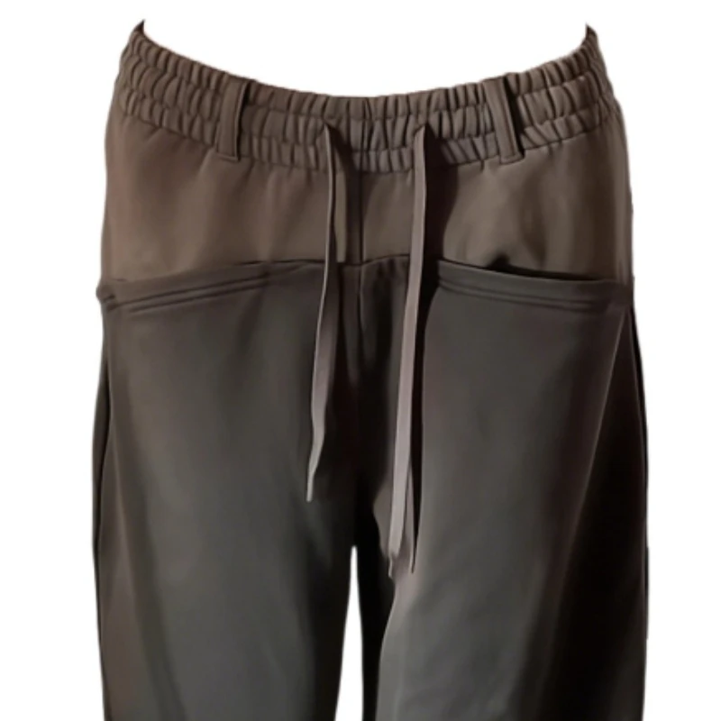 Americano retro design marrom calças de moletom femininas 2025 inverno nova moda elegante spliciing solto versátil calças de perna larga menina