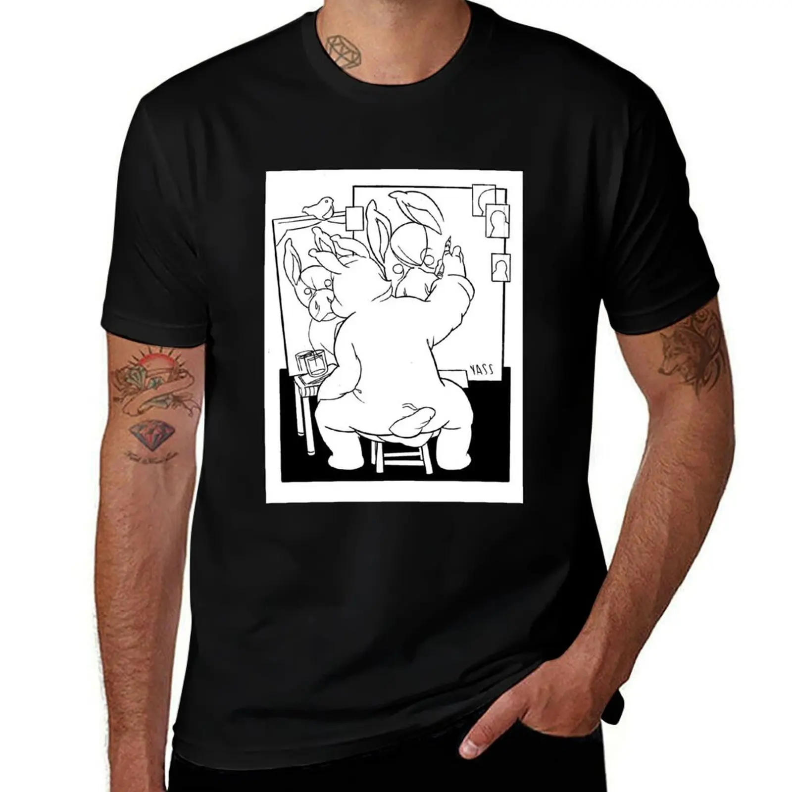 SELFIE. Featuing YASS the sock donkey T-Shirt Fashion Casual Short Sleeve T-Shirt