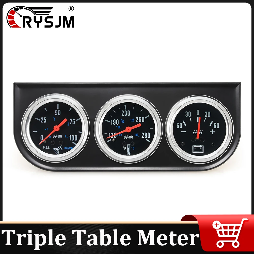 

Автомобильный светодиодный 3 в 1, тройной настольный измеритель давления масла + измеритель температуры воды + амперметр с датчиком для универсального автомобиля 12 В