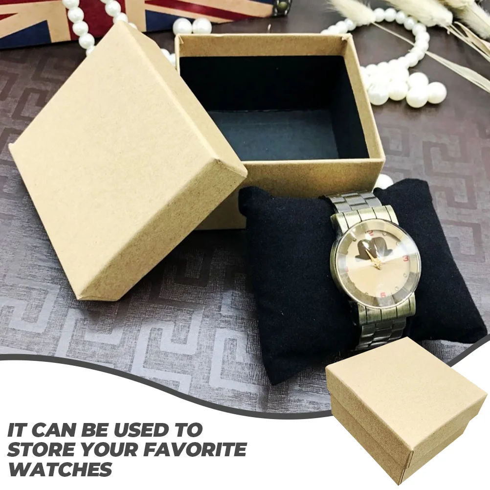 

8pcs Vintage Storage Boxes Portable Gift Box Travel Watch Organizer Kraft Paper Watch Wrapping Box For Business Household